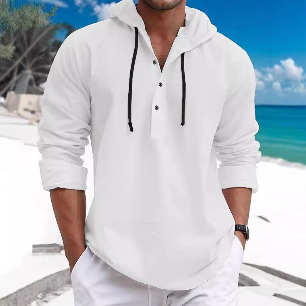 Fashion Men's Pearl Cotton Long-sleeved Hooded Sweater