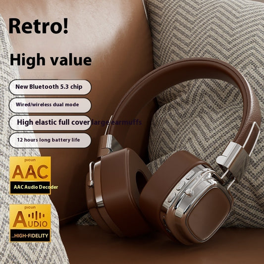 Retro Wireless Bluetooth-compatible 5.3 Head-mounted Dynamic Bass Boost Headset