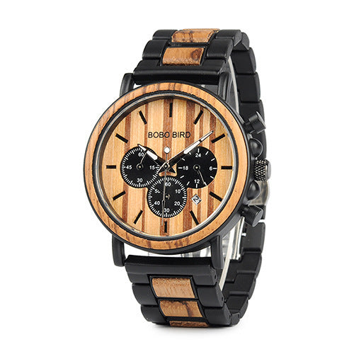 BOBO BIRD Wooden Watches From Top Brand Relogio Masculino Luxury Stylish Chronographry Watch .