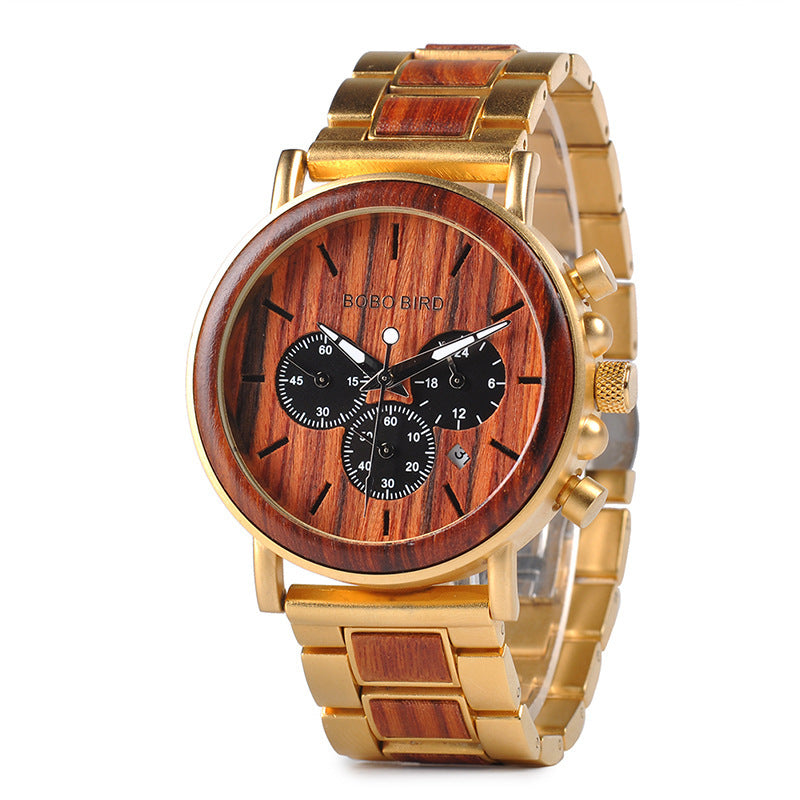 BOBO BIRD Wooden Watches From Top Brand Relogio Masculino Luxury Stylish Chronographry Watch .