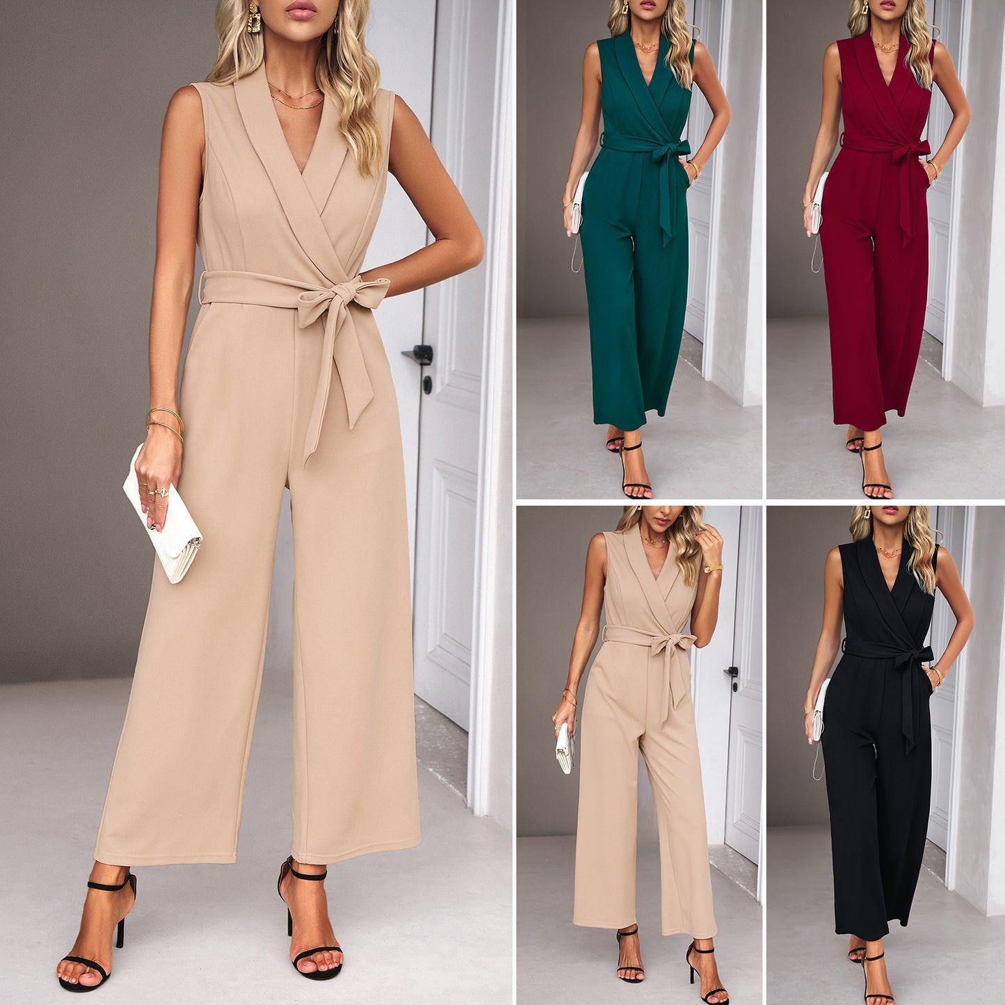 Fritidspendlingsbyxor Ärmlös Jumpsuit För Dam