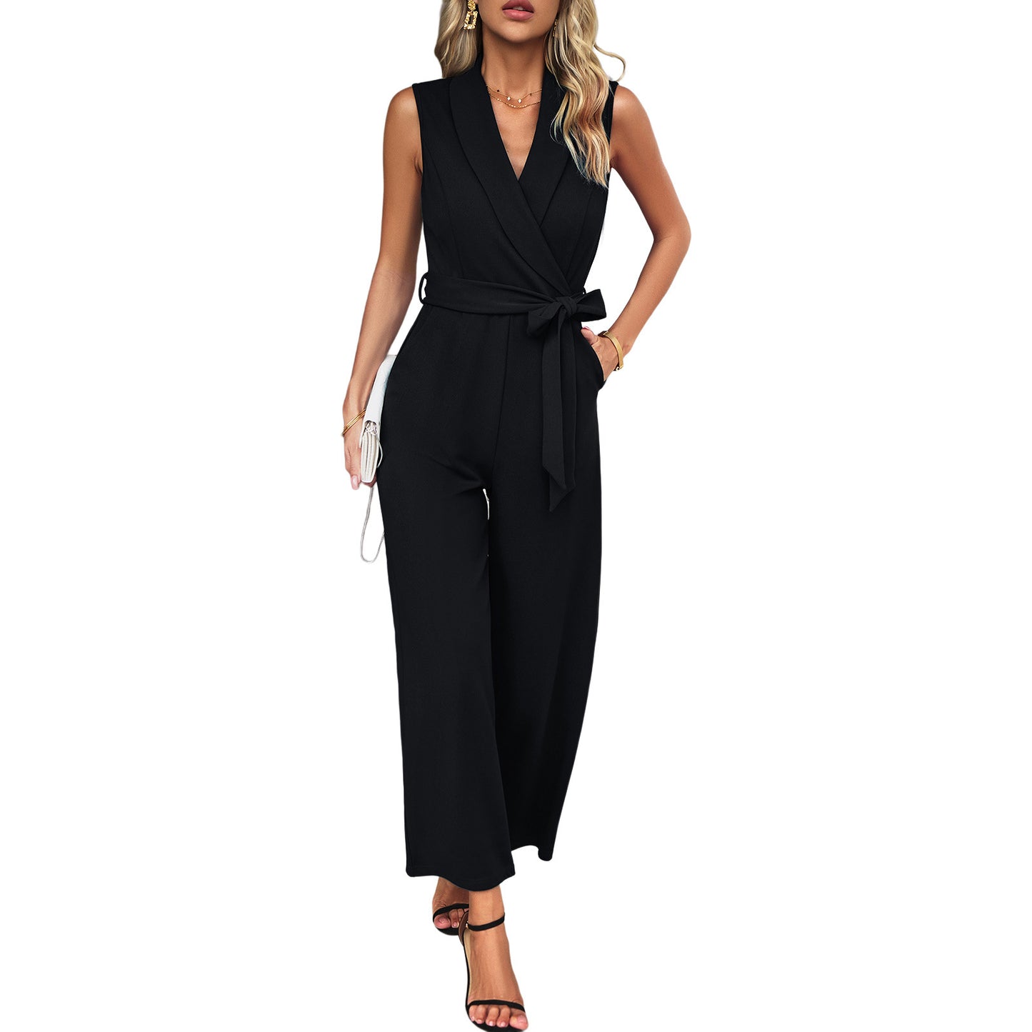 Fritidspendlingsbyxor Ärmlös Jumpsuit För Dam