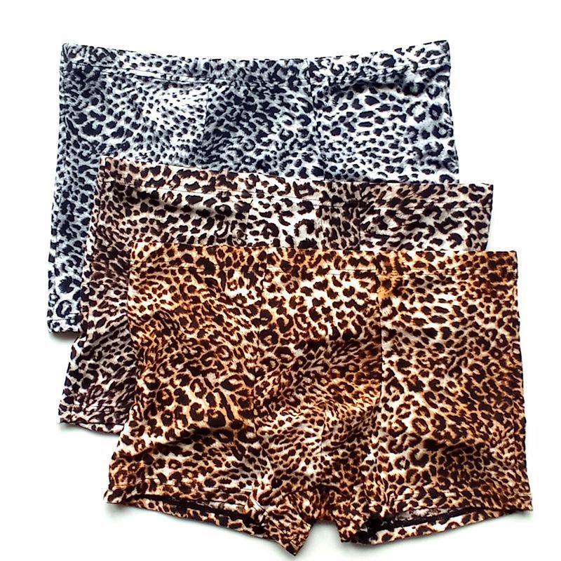 Boxershorts för män med låg midja Boxers Leggings Elastiskt leopardtryck Sexig