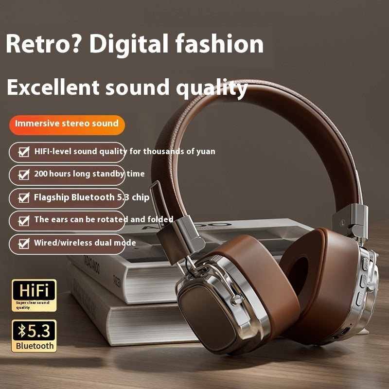 Retro Wireless Bluetooth-compatible 5.3 Head-mounted Dynamic Bass Boost Headset