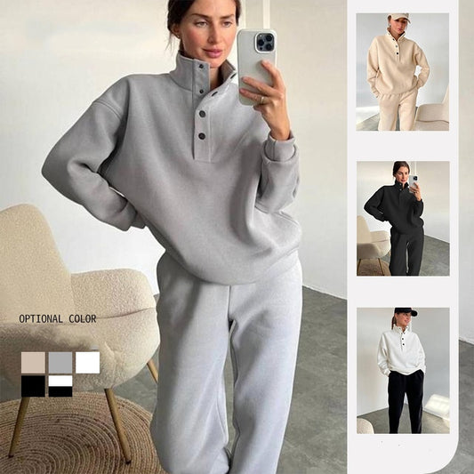 Överdimensionerade solida Casual Pullovers Långa byxuppsättningar Varm luvtröja Ny träningsoverall Kostym Modebyxset set för kvinnor 2 delar