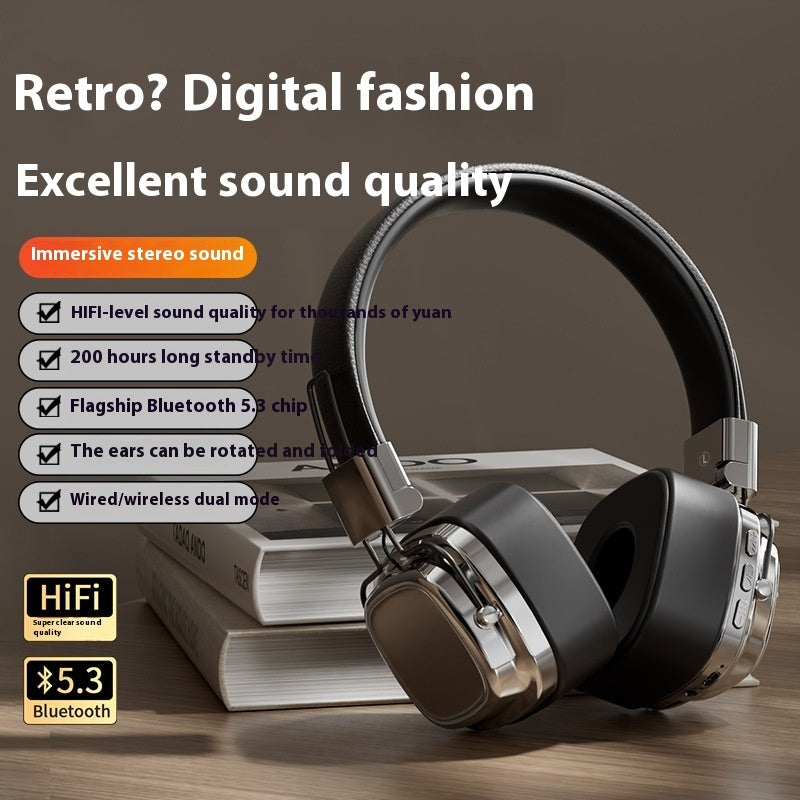 Retro Wireless Bluetooth-compatible 5.3 Head-mounted Dynamic Bass Boost Headset