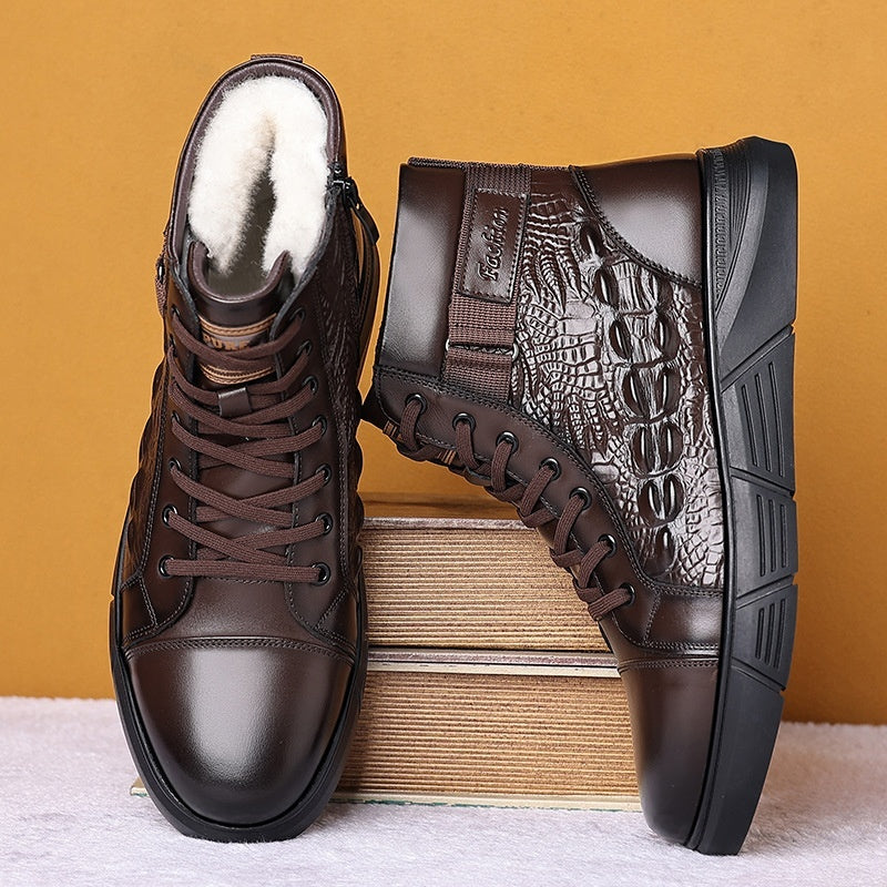 Fur Integrated Warm Snow Cotton Boots For Men