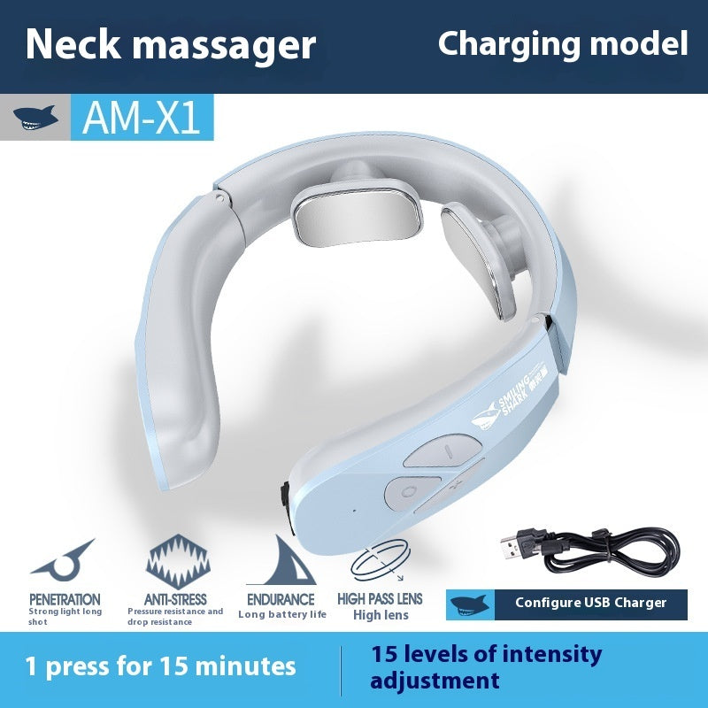 Elektrisk nackmassager EMS Pulse Uppladdningsbar USB Cervical Traction Therapy Massagestimulator Smärtlindring Uppvärmningsfunktion