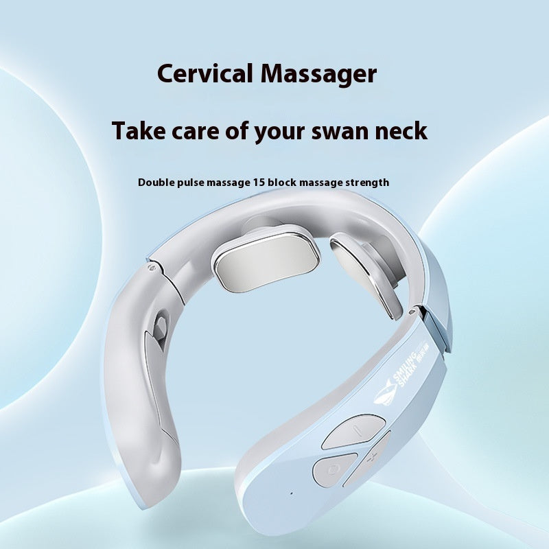 Elektrisk nackmassager EMS Pulse Uppladdningsbar USB Cervical Traction Therapy Massagestimulator Smärtlindring Uppvärmningsfunktion