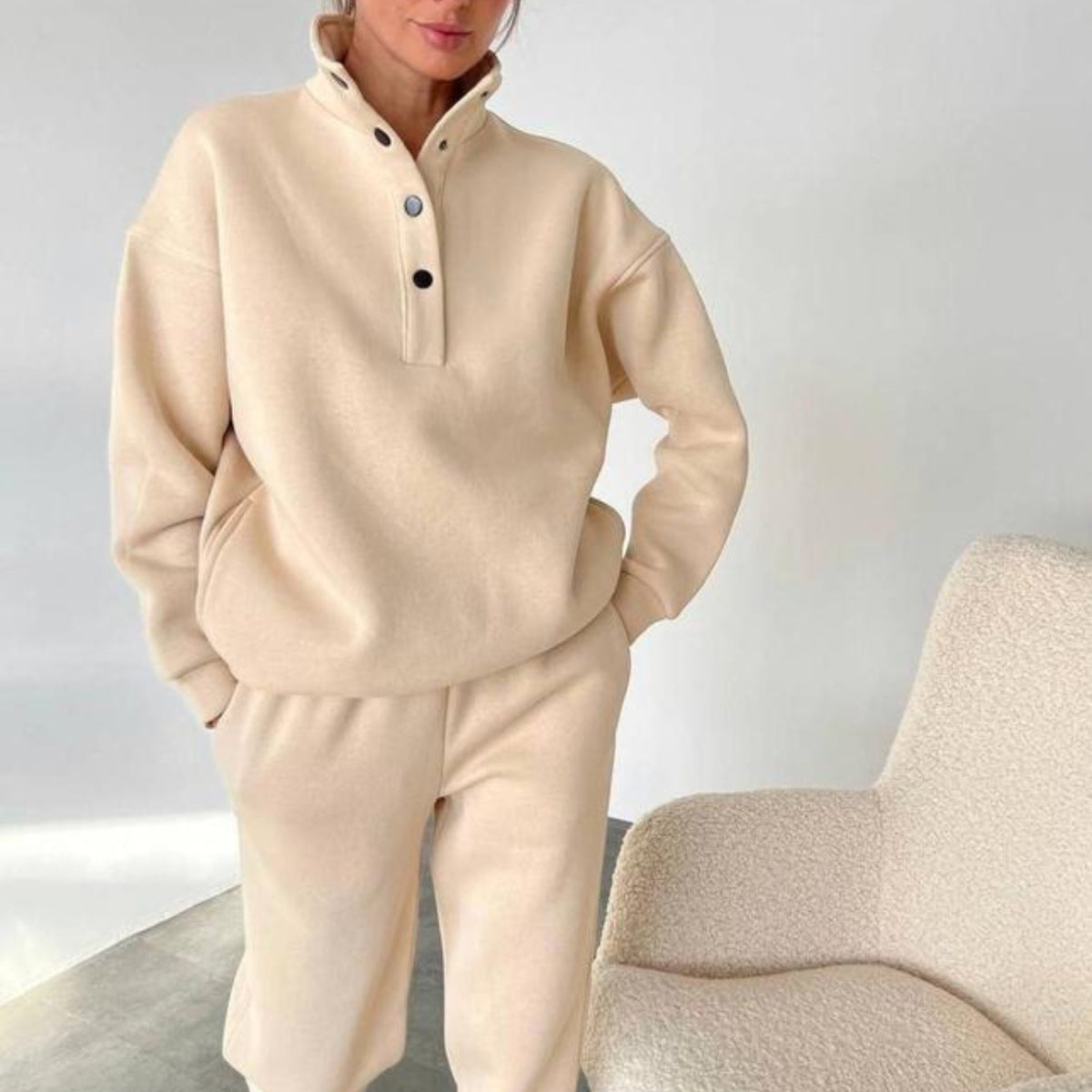 Överdimensionerade solida Casual Pullovers Långa byxuppsättningar Varm luvtröja Ny träningsoverall Kostym Modebyxset set för kvinnor 2 delar