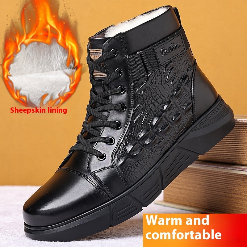 Fur Integrated Warm Snow Cotton Boots For Men