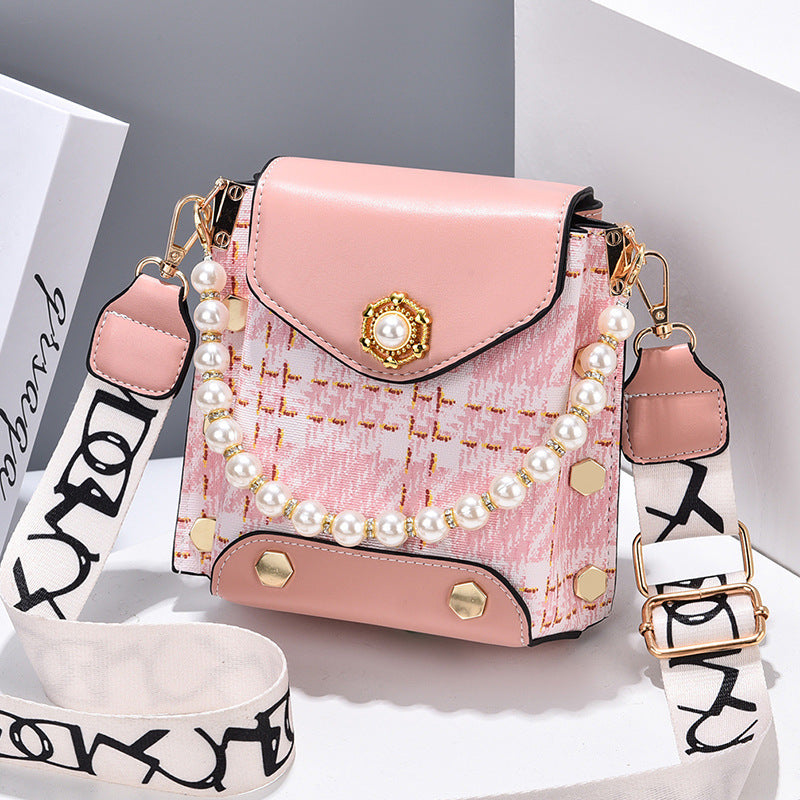 Mode dam Crossbody-väska Girl's Cute Princess Wallet Klassisk axelväska Summer Pearl Chain Telefonväska