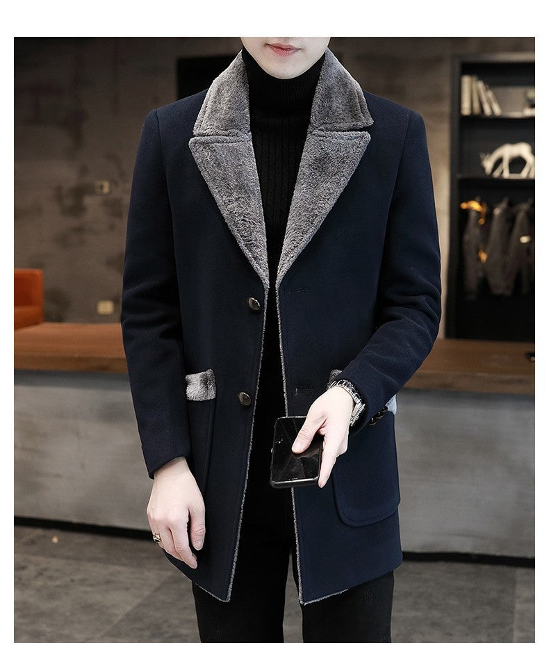 Fur And Leather Overcoat Male