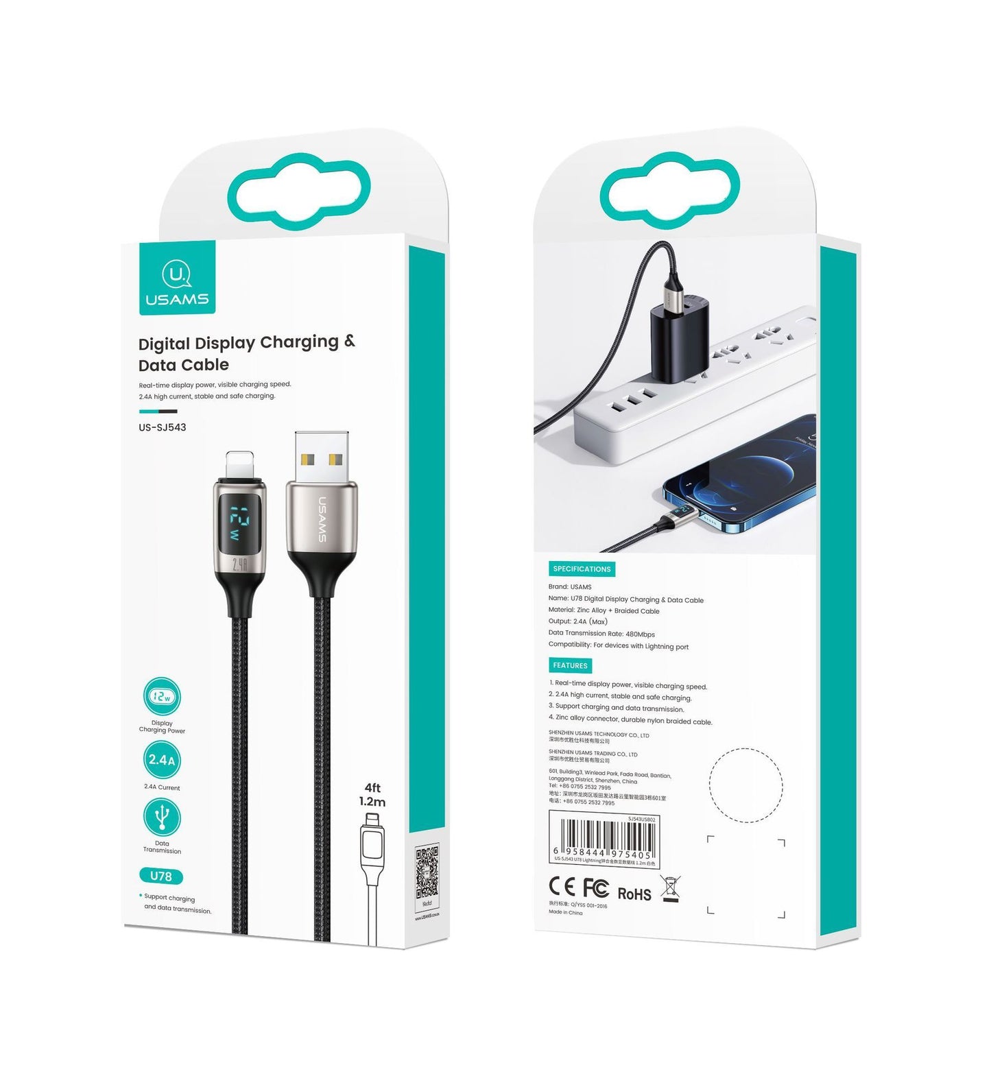 Fast Charging Digital Display Data Cable