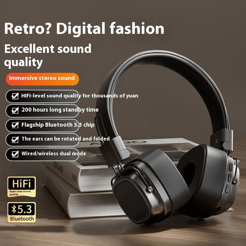 Retro Wireless Bluetooth-compatible 5.3 Head-mounted Dynamic Bass Boost Headset