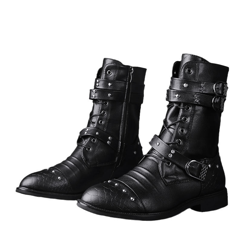 Middle Tube Leather Boots Ceremonial Motorcycle Men's Martin Performance