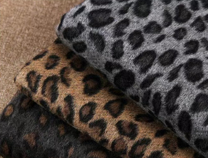 Damer Casual Leopard Print kostym krage yllerock