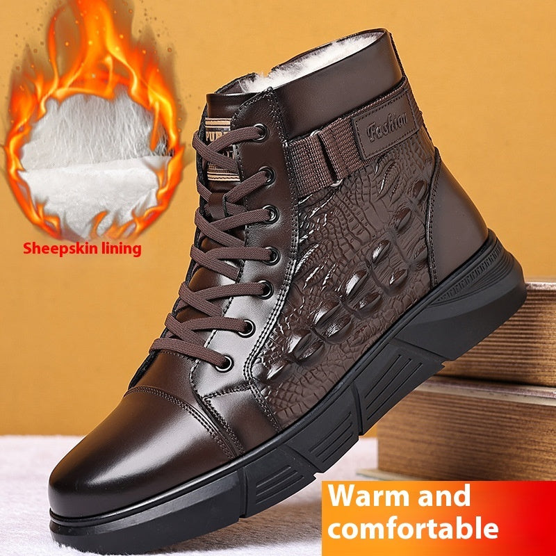 Fur Integrated Warm Snow Cotton Boots For Men