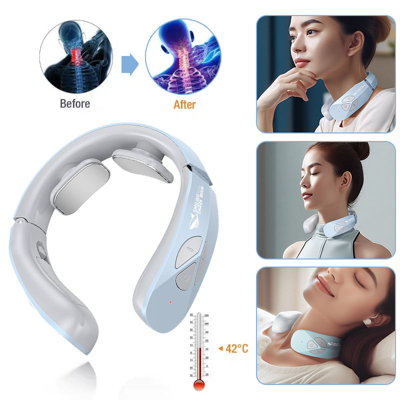 Elektrisk nackmassager EMS Pulse Uppladdningsbar USB Cervical Traction Therapy Massagestimulator Smärtlindring Uppvärmningsfunktion